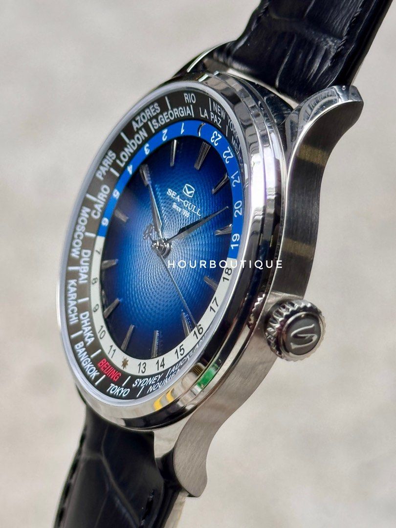 Brand New SeaGull World Timer Blue Dial Automatic Watch