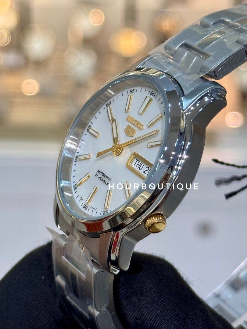 Brand New Seiko 5 Automatic 37mm White Dial Watch SNKL77K1