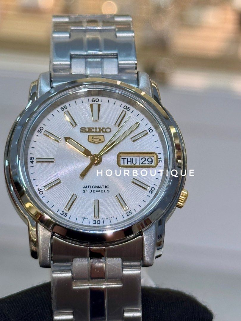 Brand New Seiko 5 Automatic 37mm White Dial Watch SNKL77K1