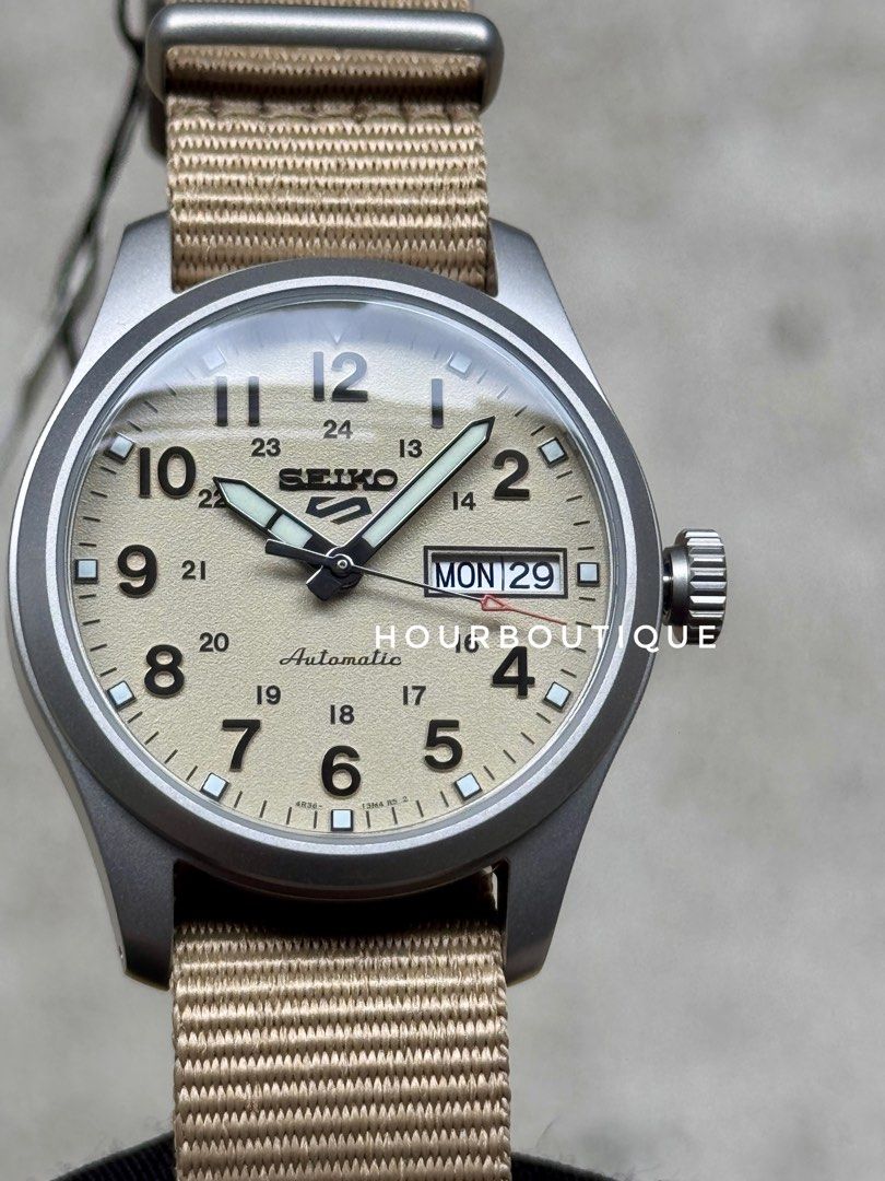 Brand New Seiko 5 Beige Dial 36mm Automatic Watch SRPJ83K1 S$299