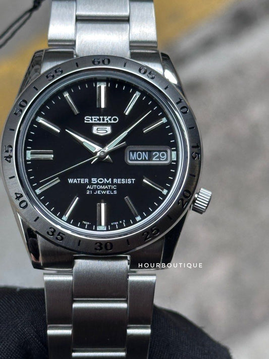 Brand New Seiko 5 Black Dial Explorer 37mm Automatic Watch SNKE01K1