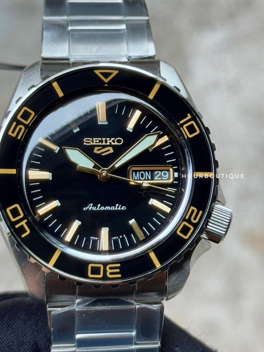 Brand New Seiko 5 Black Gold Dial Automatic Watch SRPK99K1