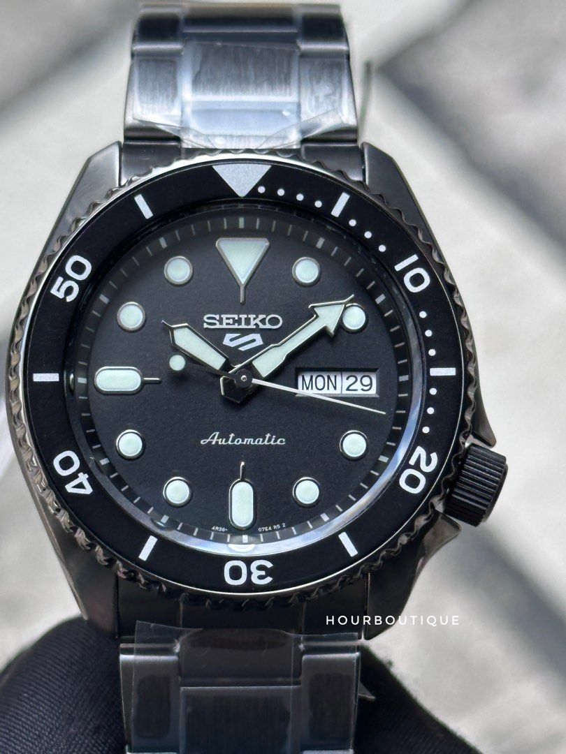 Brand New Seiko 5 Dark Grey PVD Case Mens Automatic Watch SRPD65K1