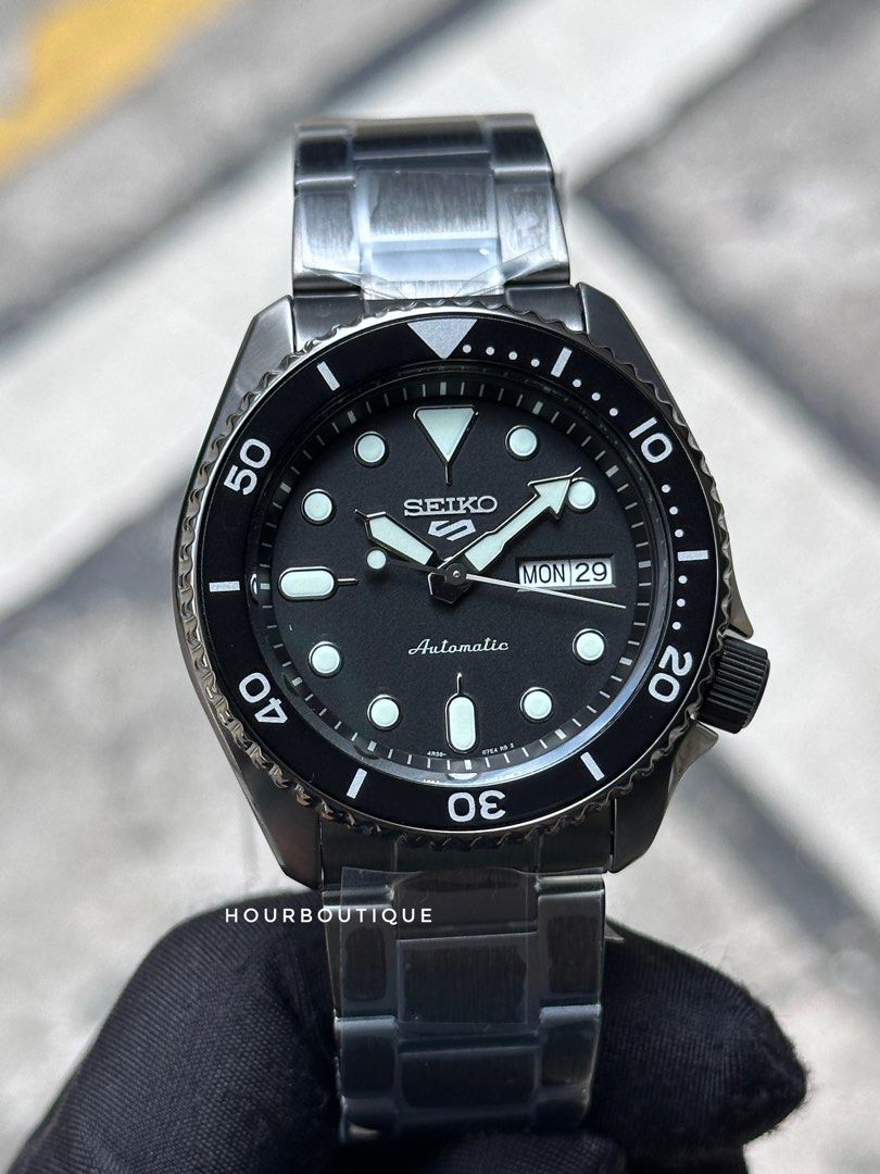 Brand New Seiko 5 Dark Grey PVD Case Mens Automatic Watch SRPD65K1