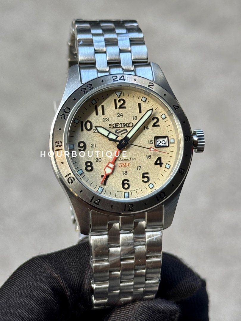 Brand New Seiko 5 GMT Cream Dial Automatic FieldWatch HBD002K1