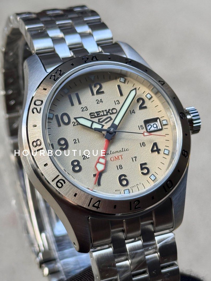 Brand New Seiko 5 GMT Cream Dial Automatic FieldWatch HBD002K1