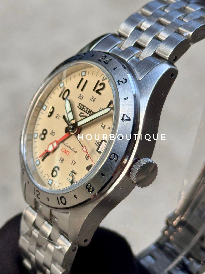 Brand New Seiko 5 GMT Cream Dial Automatic FieldWatch HBD002K1