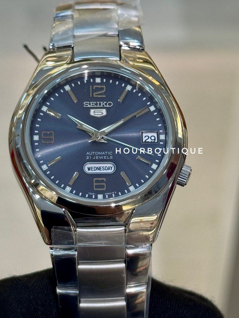 Brand New Seiko 5 Greyish Blue Dial Automatic 37mm Watch SNK621K1