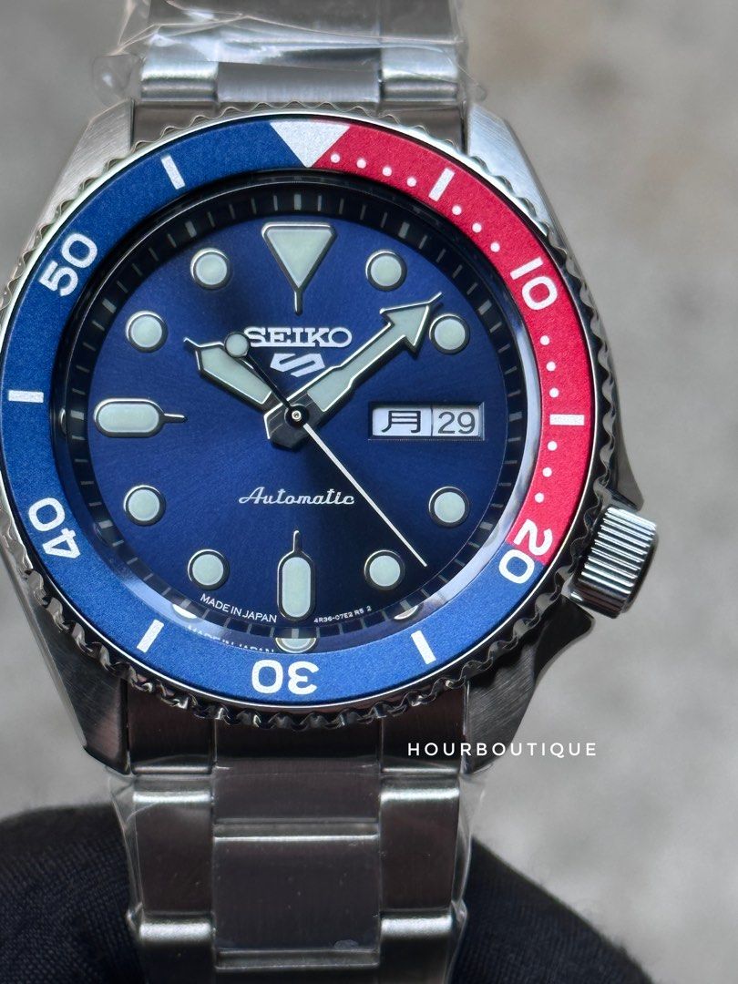 Brand New Seiko 5 JDM Pepsi Variant Automatic Watch SBSA003