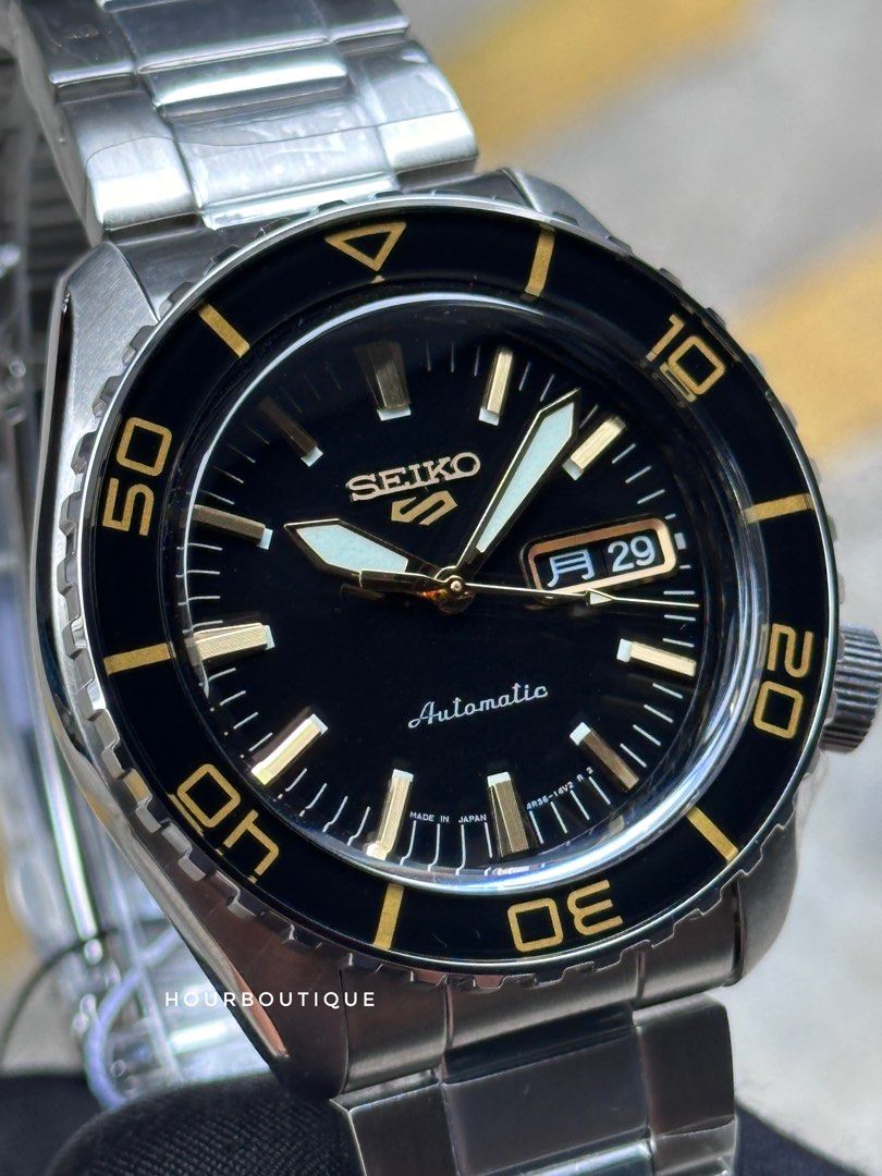 Brand New Seiko 5 Made In Japan Version Black Gold Dial Automatic Watch SRPK99K1 SBSA261