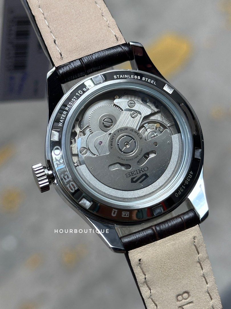 Brand New Seiko 5 Mid Size 36mm Cream Sunburst Dial Automatic Watch SRPJ87JK1