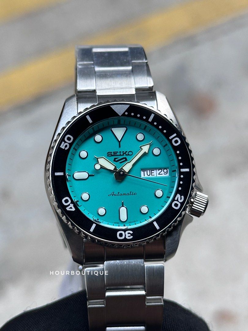 Brand New Seiko 5 Mid Size Mint Blue Automatic Watch SRPK33k1