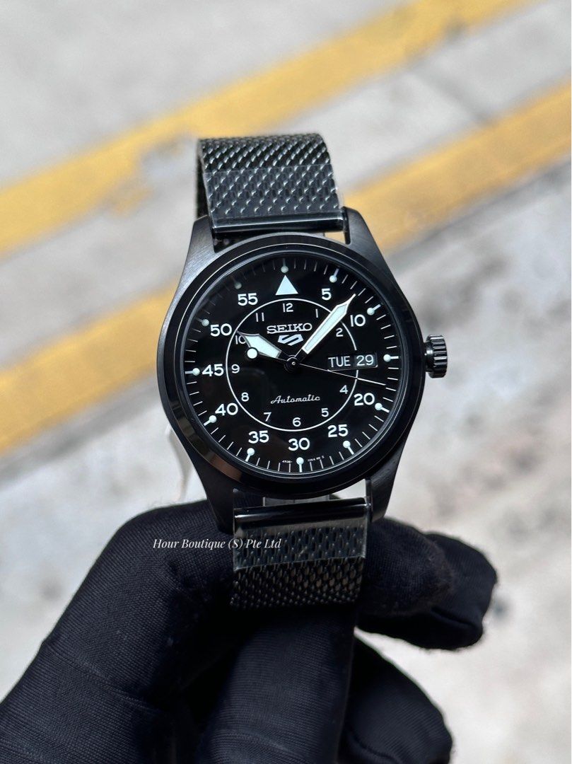 Brand New Seiko 5 PVD Black Case & Bracelet Automatic Watch SRPH25K1