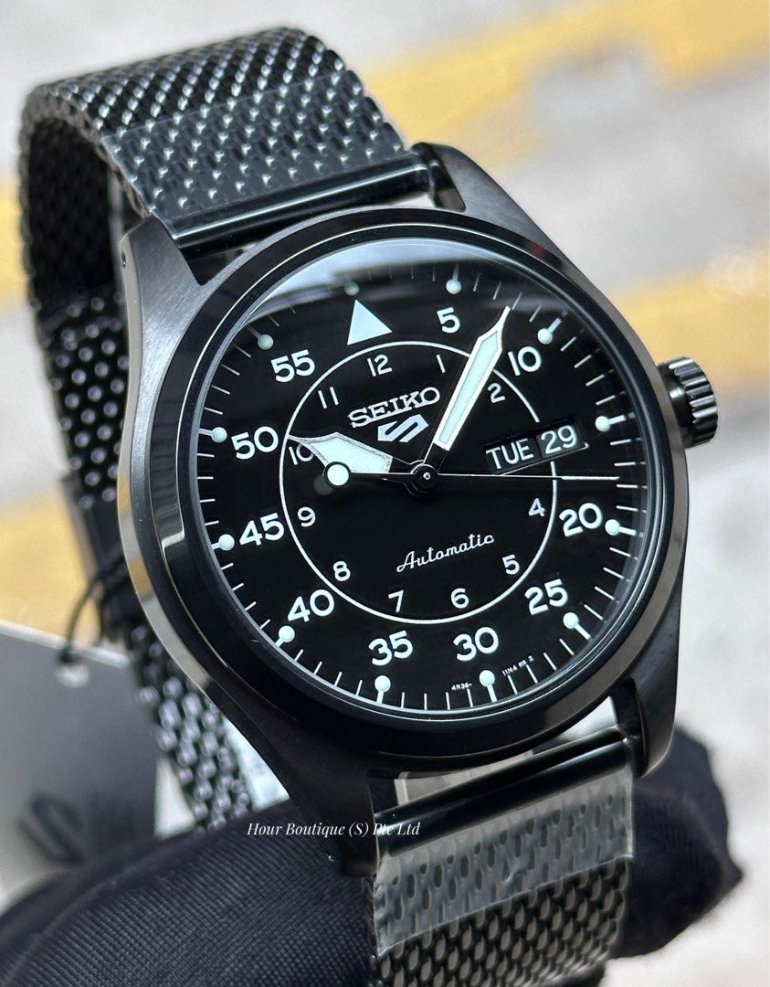 Brand New Seiko 5 PVD Black Case & Bracelet Automatic Watch SRPH25K1