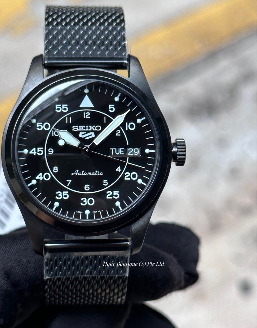 Brand New Seiko 5 PVD Black Case & Bracelet Automatic Watch SRPH25K1
