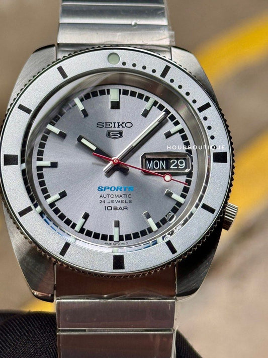 Brand New Seiko 5 Sports 1968 Heritage Silver DIal Automatic Watch SRPL03K1