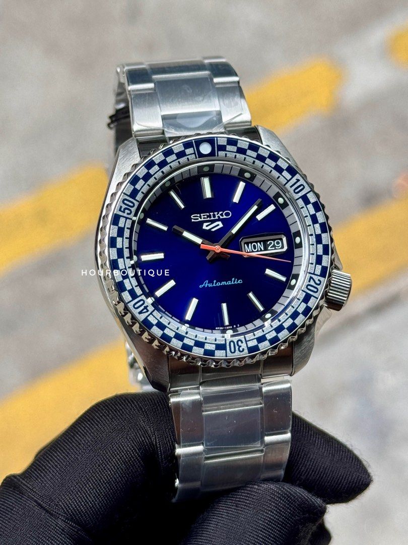 Brand New Seiko 5 Sports Racing Bezel Blue Dial Automatic Watch SRPK65K1