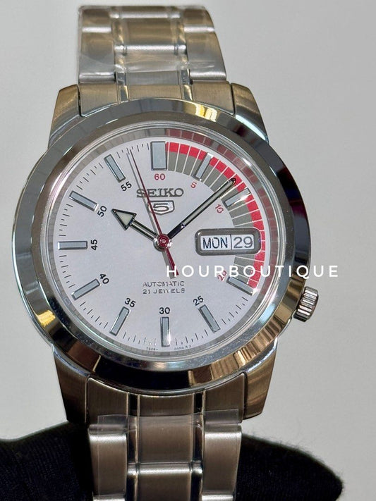 Brand New Seiko 5 White Dial 37mm Automatic Watch SNKK25K1