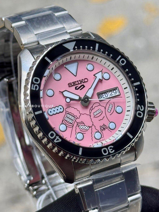 Brand New Seiko 5 x Millions Monster Collab Pink Dial Automatic Watch SRPL69K1