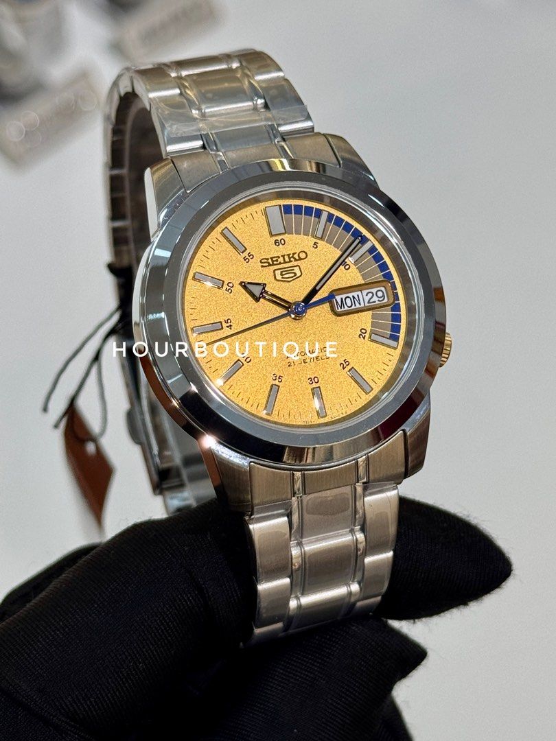 Brand New Seiko 5 Yellow Dial 37mm Automatic Watch SNKK29K1