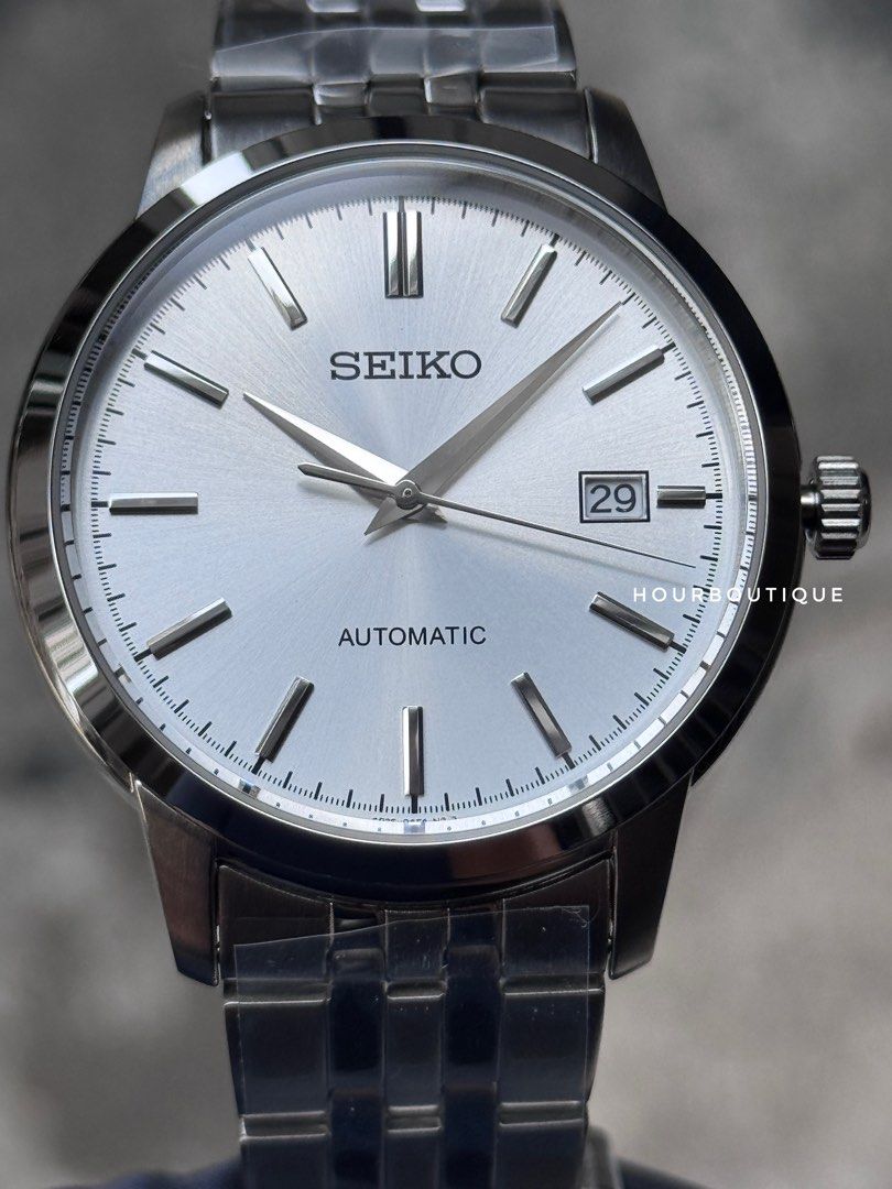 Brand New Seiko Automatic Silver Sunburst Dial Watch SRPH85K1