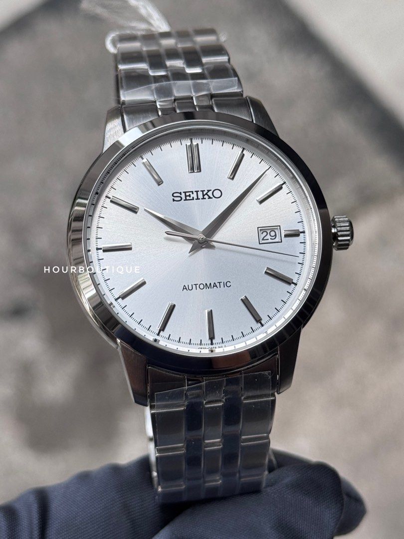 Brand New Seiko Automatic Silver Sunburst Dial Watch SRPH85K1