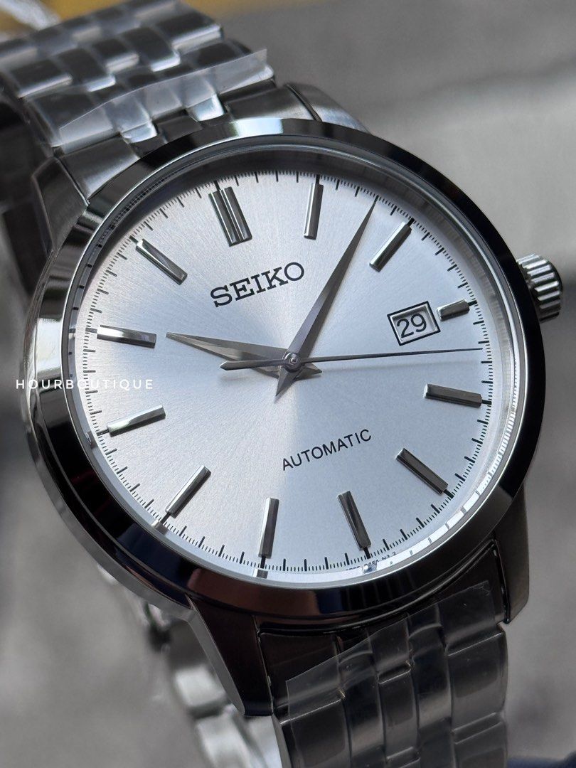 Brand New Seiko Automatic Silver Sunburst Dial Watch SRPH85K1