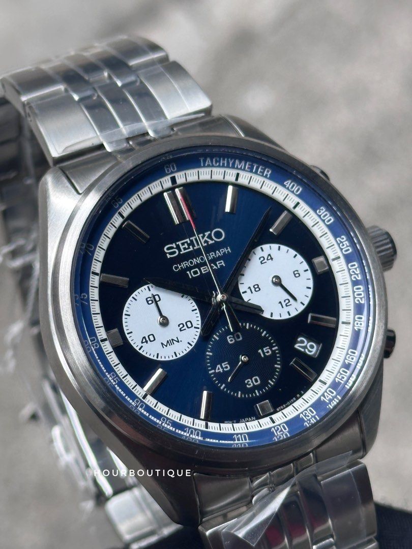 Brand New Seiko Blue Dial Quartz Chronograph Mens Watch SSB427P1