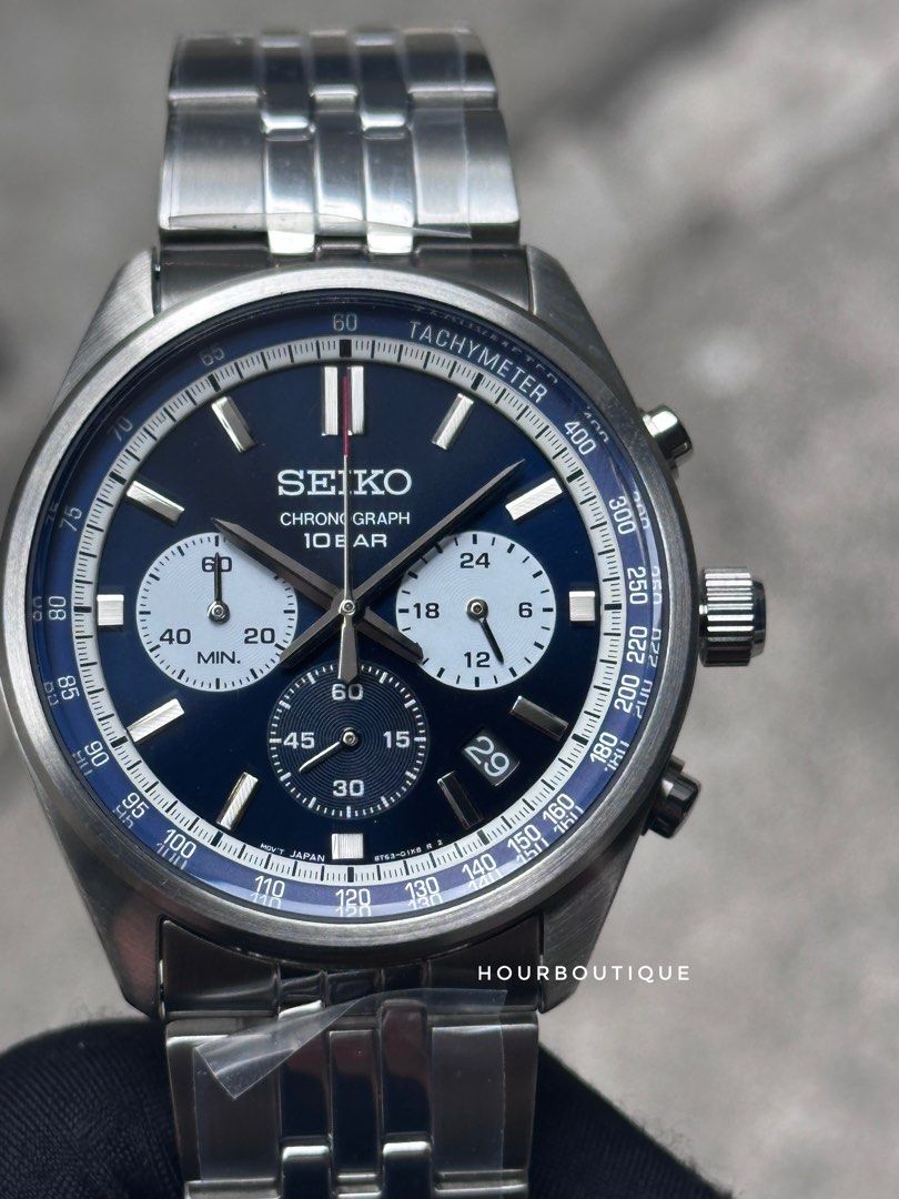 Brand New Seiko Blue Dial Quartz Chronograph Mens Watch SSB427P1