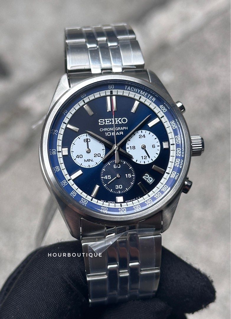 Brand New Seiko Blue Dial Quartz Chronograph Mens Watch SSB427P1