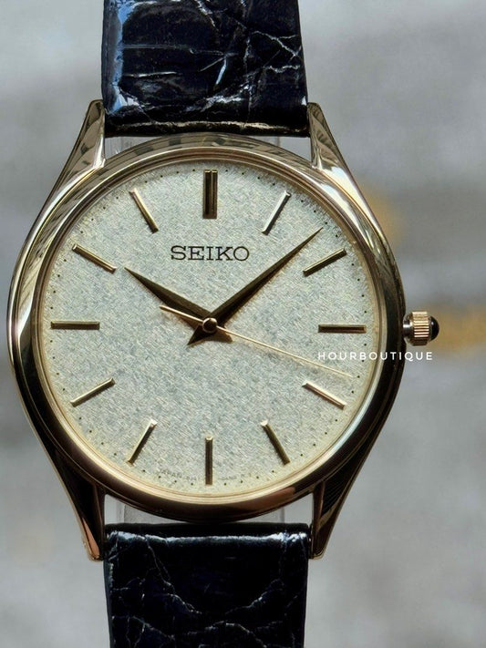 Brand New Seiko Dolce PVD Gold Case Ultra Accurate 10s/yr Quartz Watch SACM150