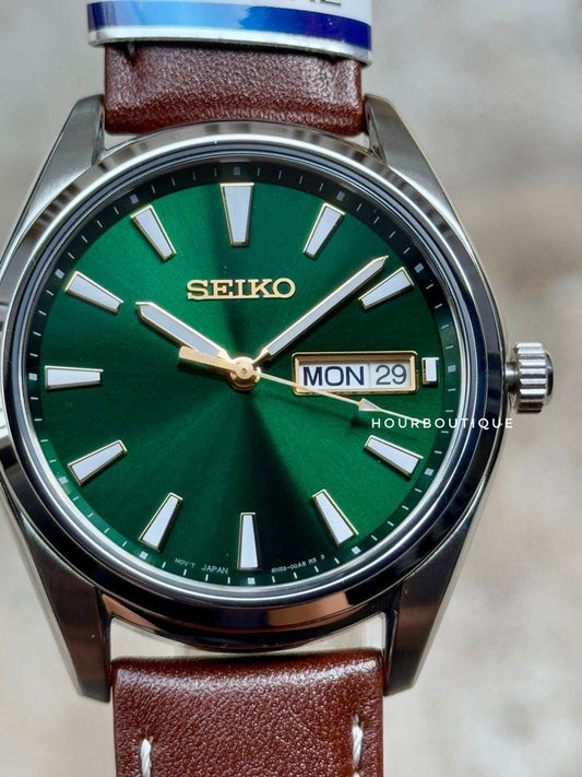 Brand New Seiko Green Dial Sapphire Crystal Quartz Watch SUR449P1