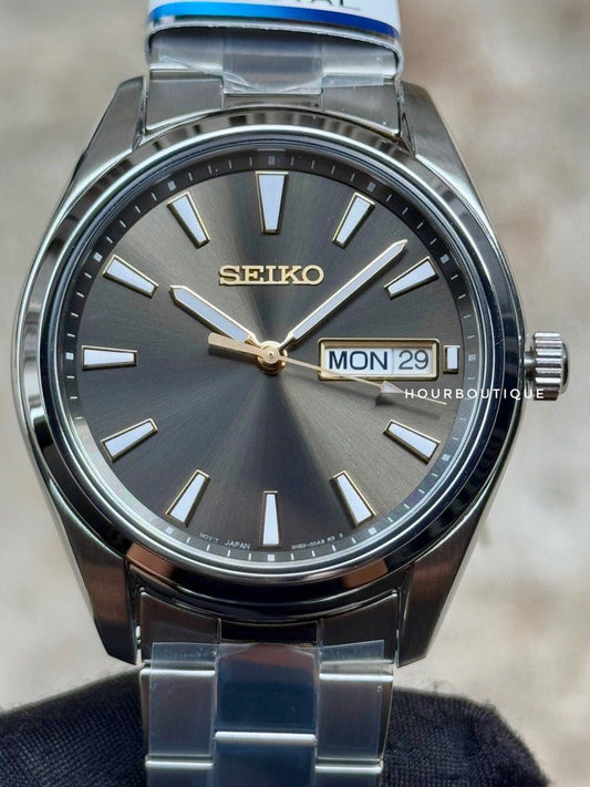Brand New Seiko Grey Dial Sapphire Crystal Quartz Watch SUR343P1