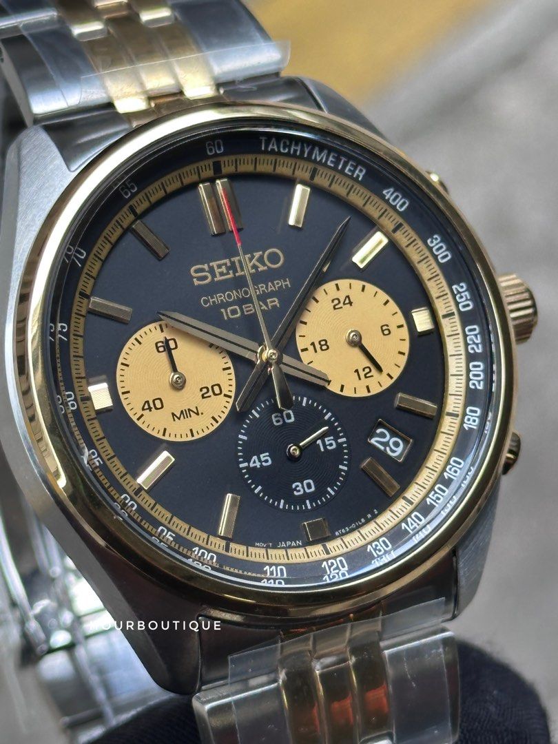 Brand New Seiko Half Gold Quartz Chronograph Watch SSB430P1