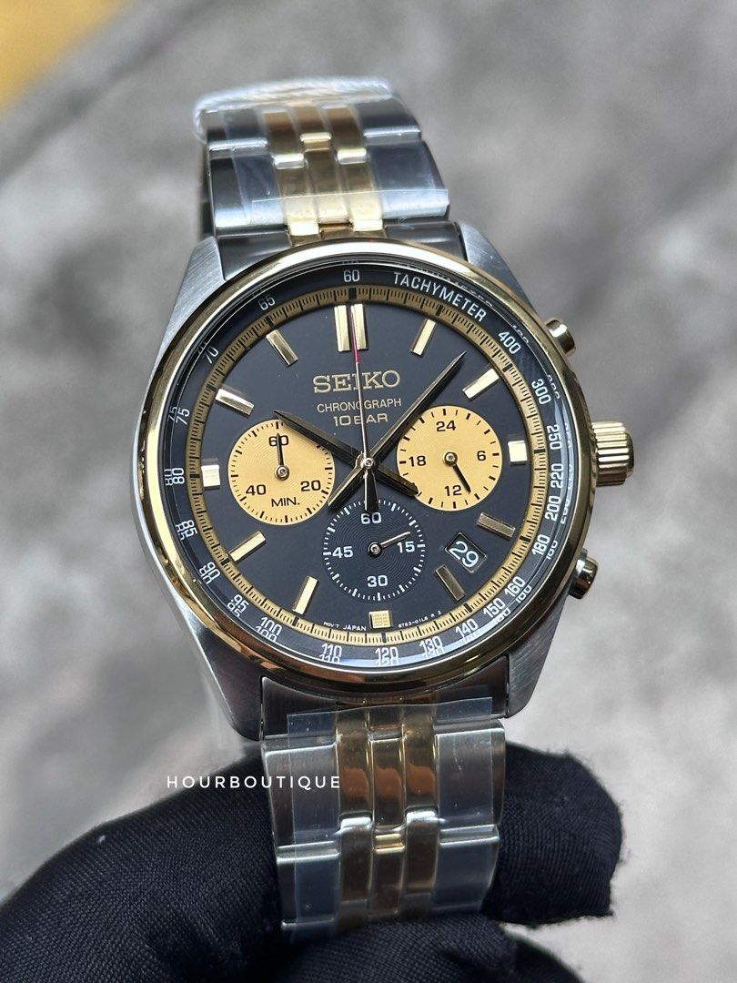Brand New Seiko Half Gold Quartz Chronograph Watch SSB430P1