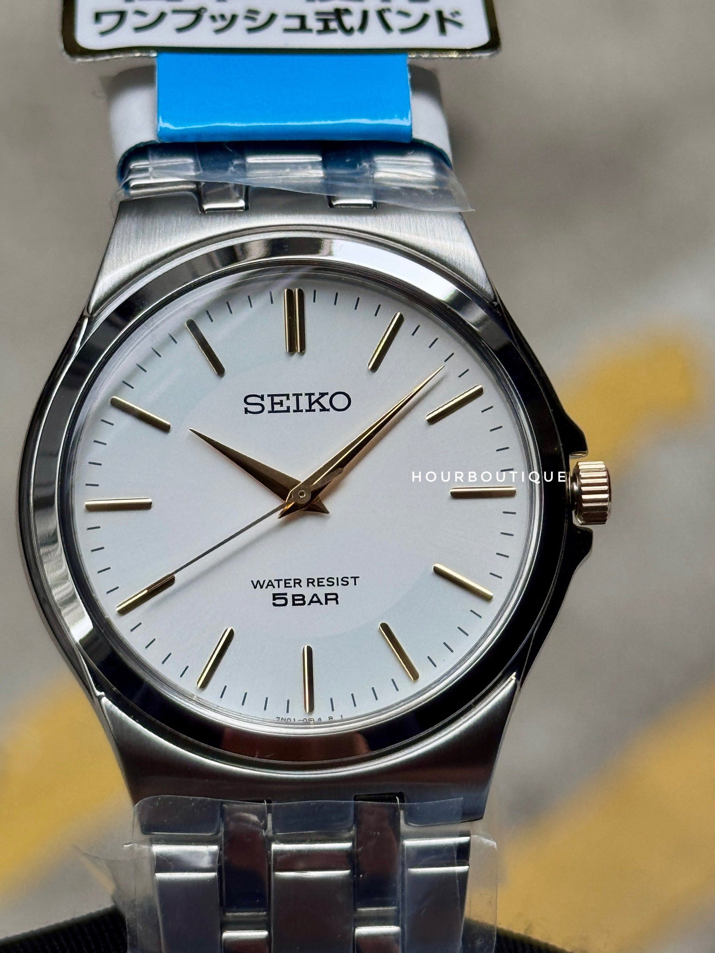 Brand New Seiko Japan Exclusive White Dial Gold Index Quartz Watch 36mm SCXP025