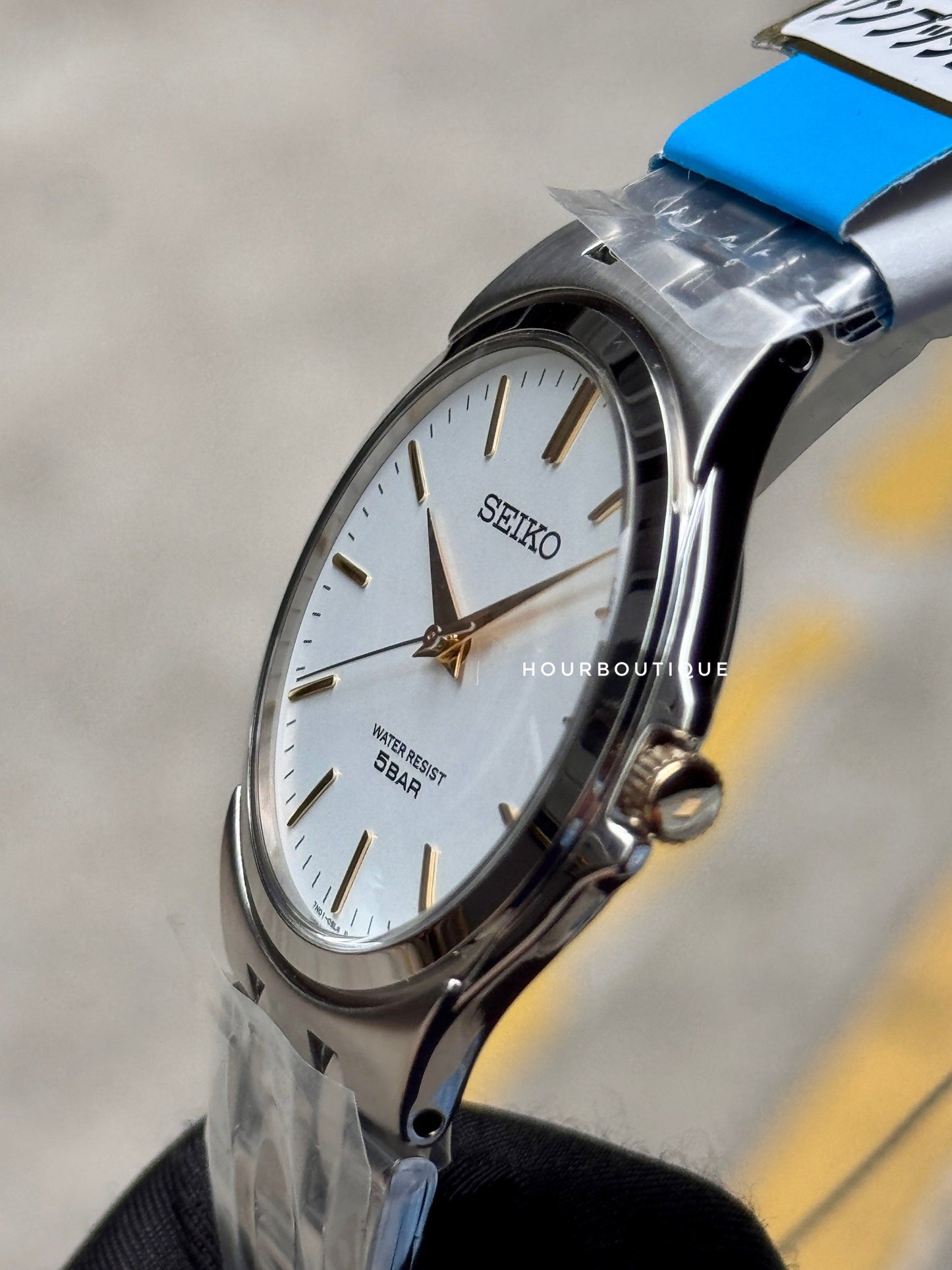 Brand New Seiko Japan Exclusive White Dial Gold Index Quartz Watch 36mm SCXP025