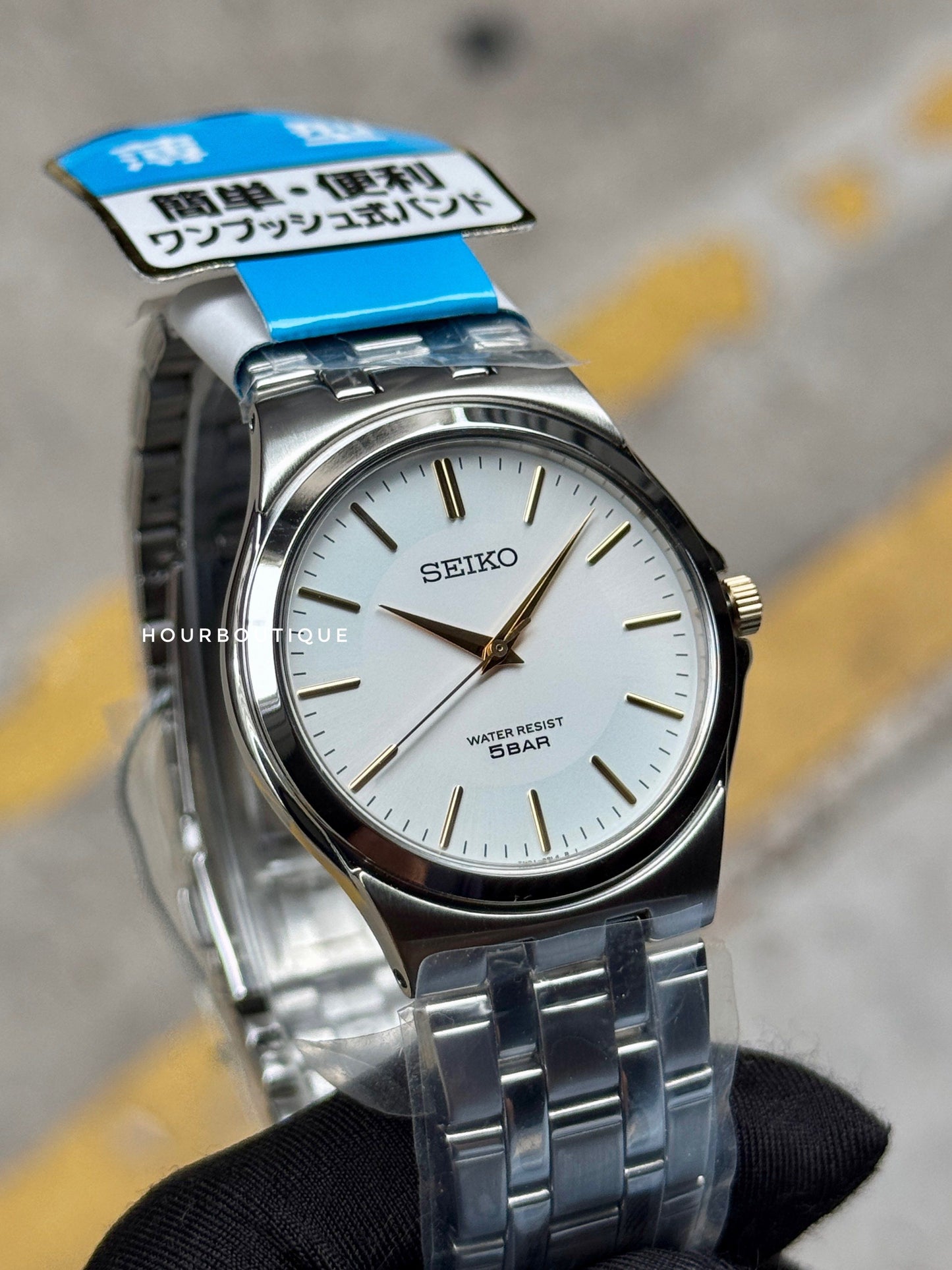 Brand New Seiko Japan Exclusive White Dial Gold Index Quartz Watch 36mm SCXP025
