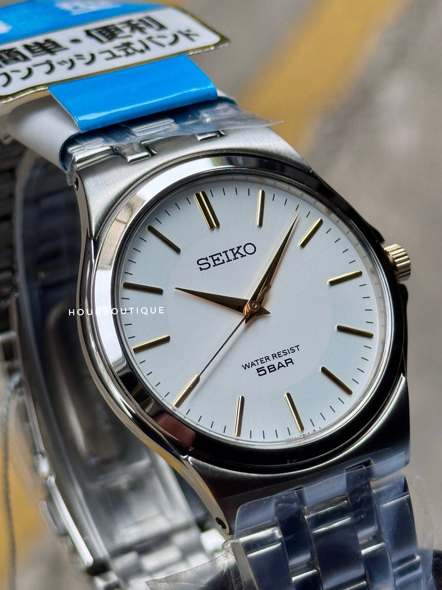 Brand New Seiko Japan Exclusive White Dial Gold Index Quartz Watch 36mm SCXP025