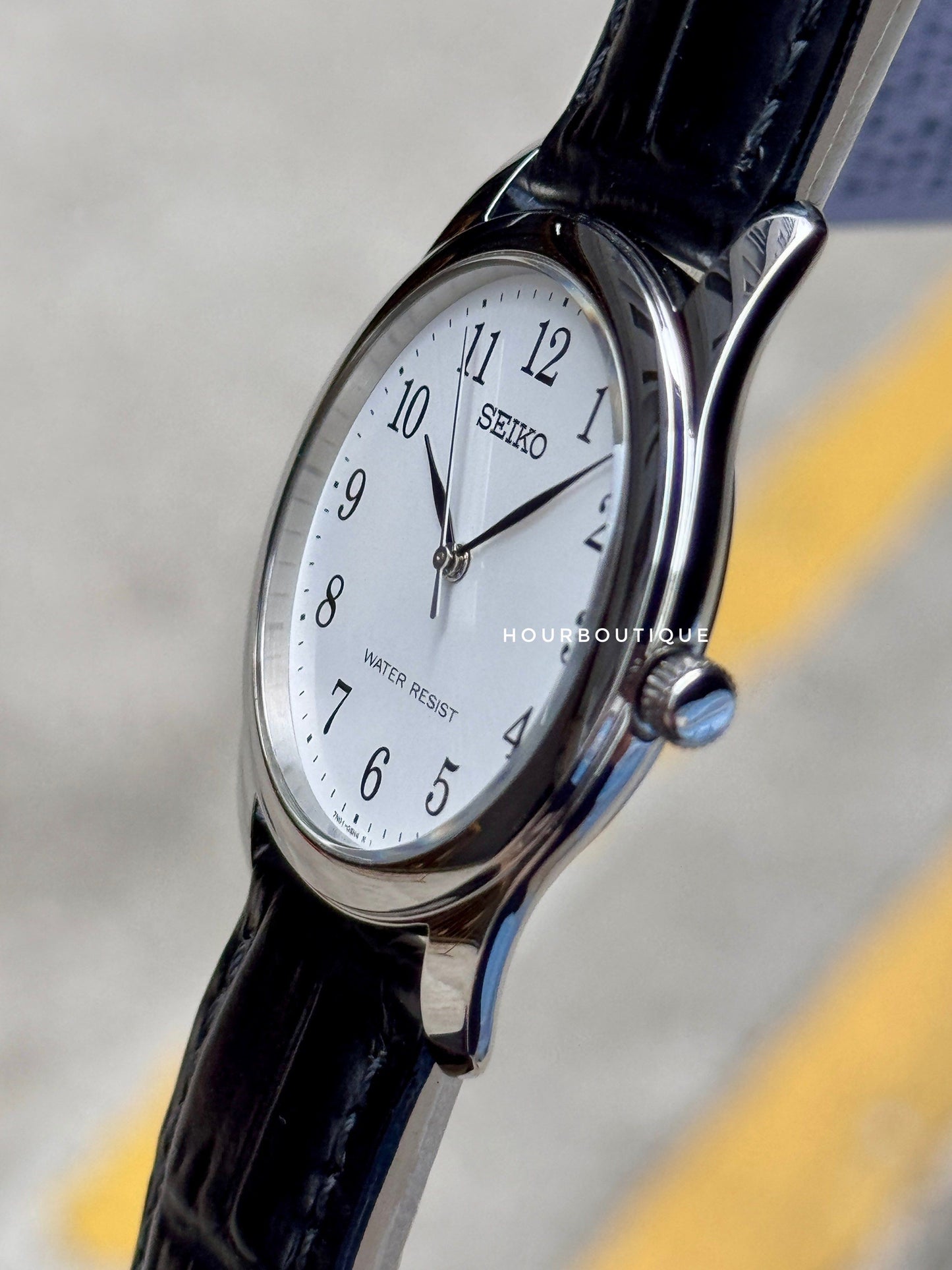 Brand New Seiko Japan Exclusive White Dial , Leather Strap 36mm Quartz Watch SCXP033