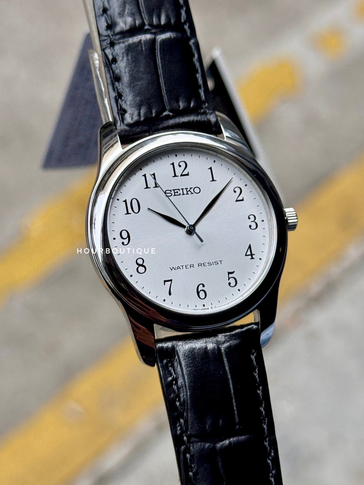 Brand New Seiko Japan Exclusive White Dial , Leather Strap 36mm Quartz Watch SCXP033