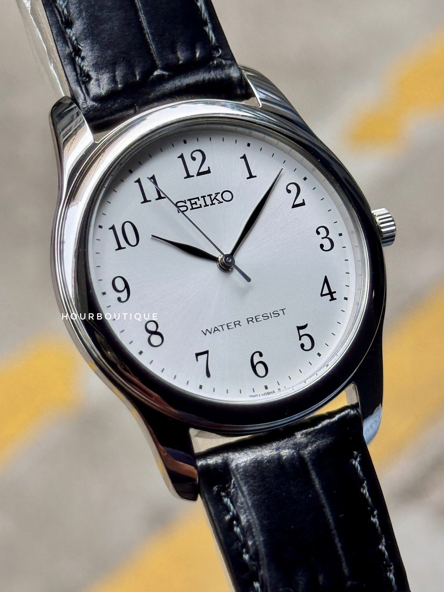 Brand New Seiko Japan Exclusive White Dial , Leather Strap 36mm Quartz Watch SCXP033