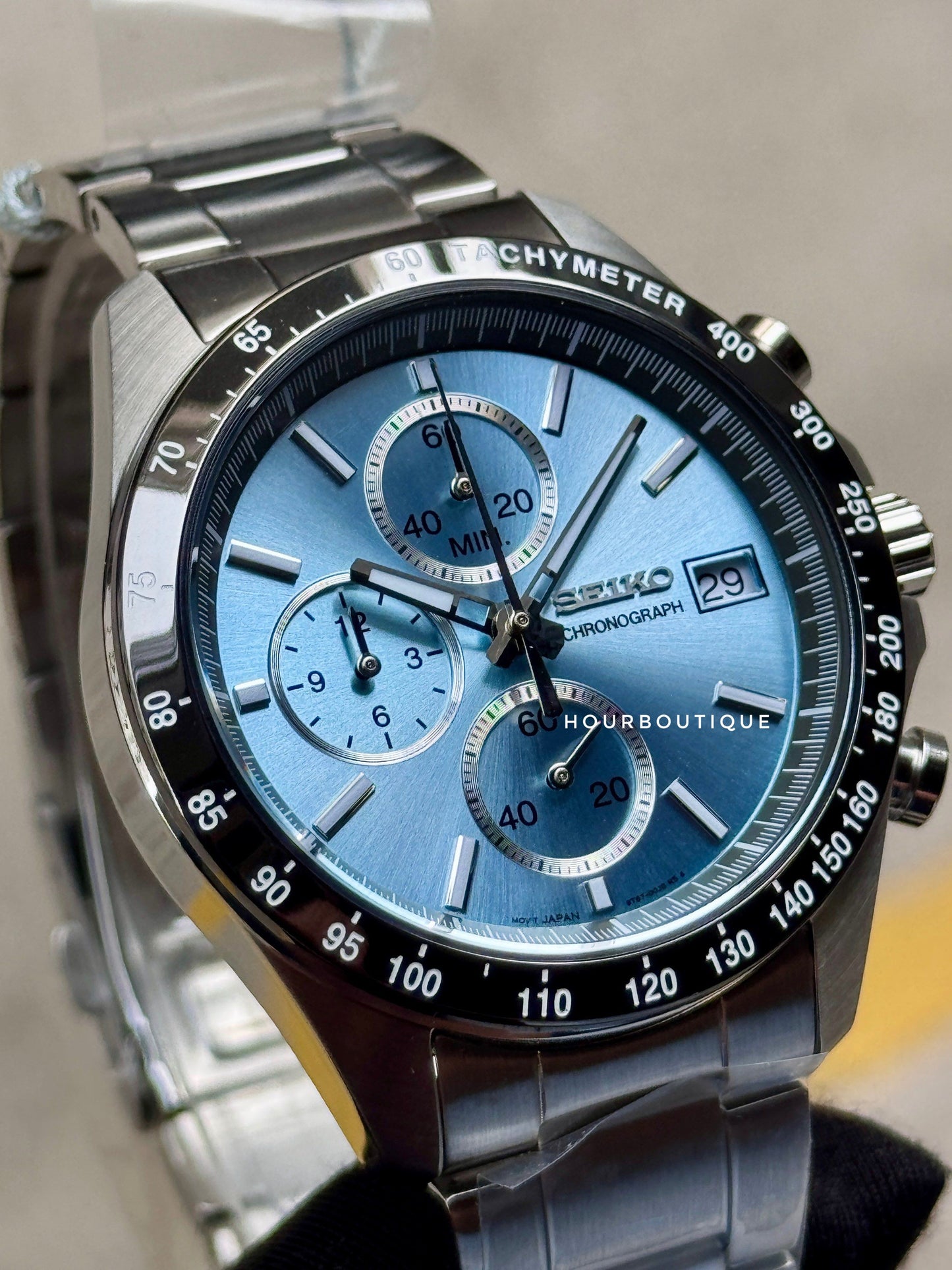 Brand New Seiko Japan Exclusive Ice Blue Dial Quartz Chronograph Watch SBTR029