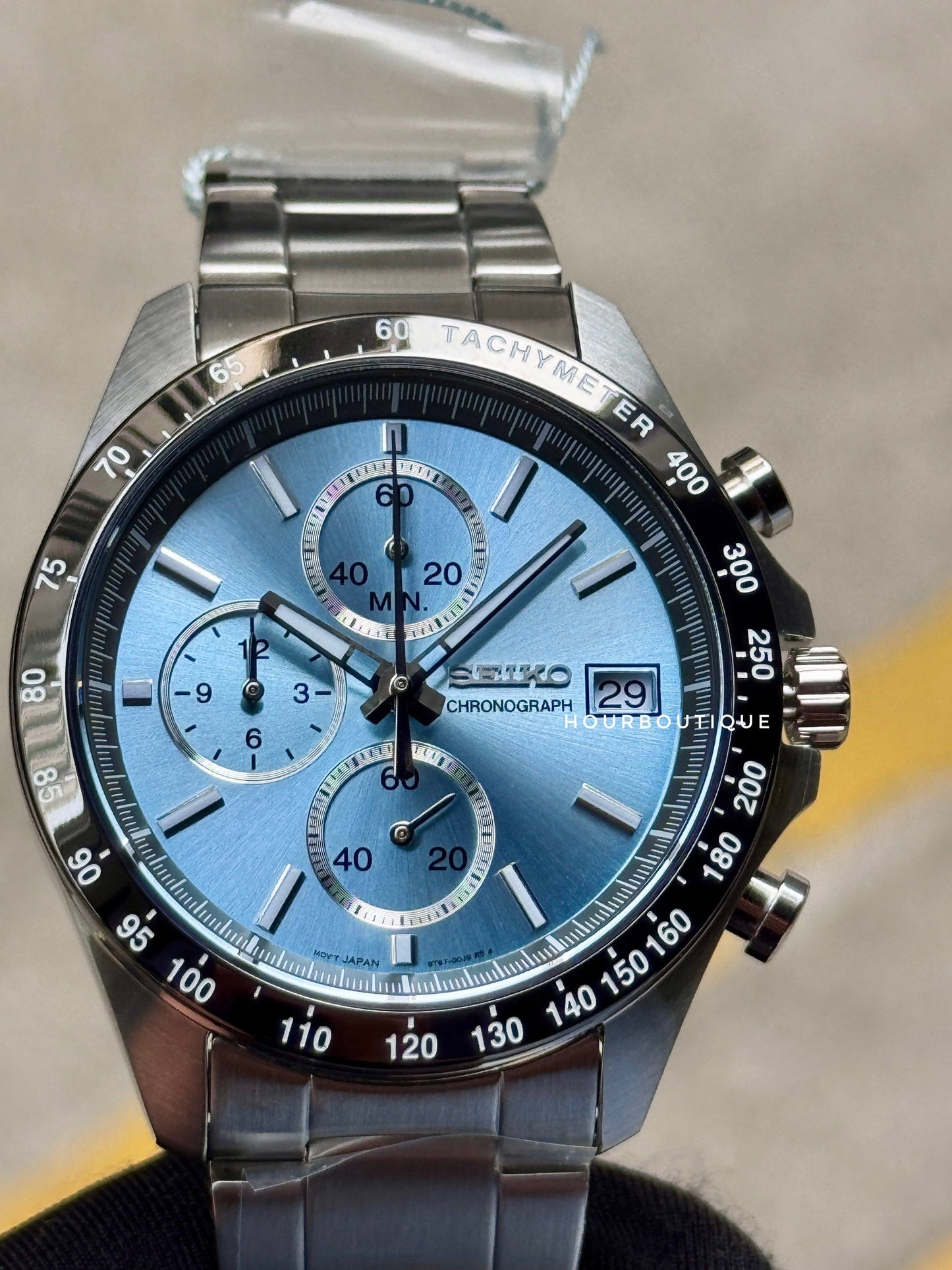 Brand New Seiko Japan Exclusive Ice Blue Dial Quartz Chronograph Watch SBTR029