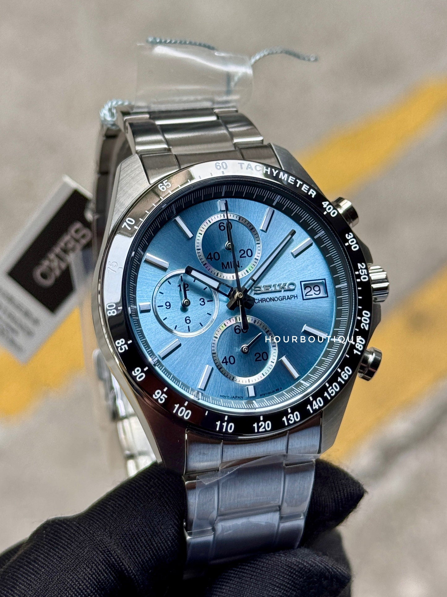 Brand New Seiko Japan Exclusive Ice Blue Dial Quartz Chronograph Watch SBTR029