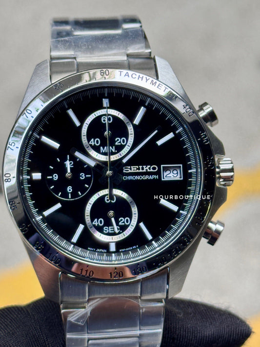 Brand New Seiko Japan Exclusive Black Dial Quartz Chronograph Watch SBTR005