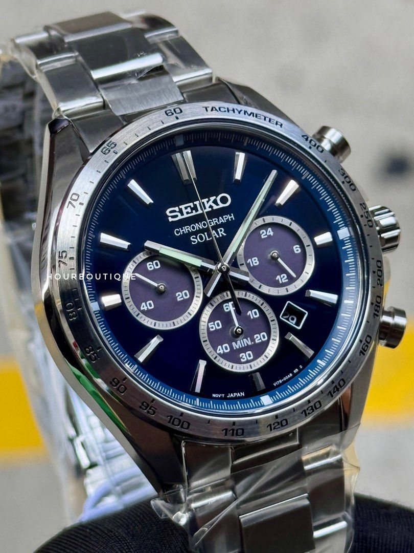 Brand New Seiko Japan Exclusive Blue Dial Solar Chronograph Watch SBPY183