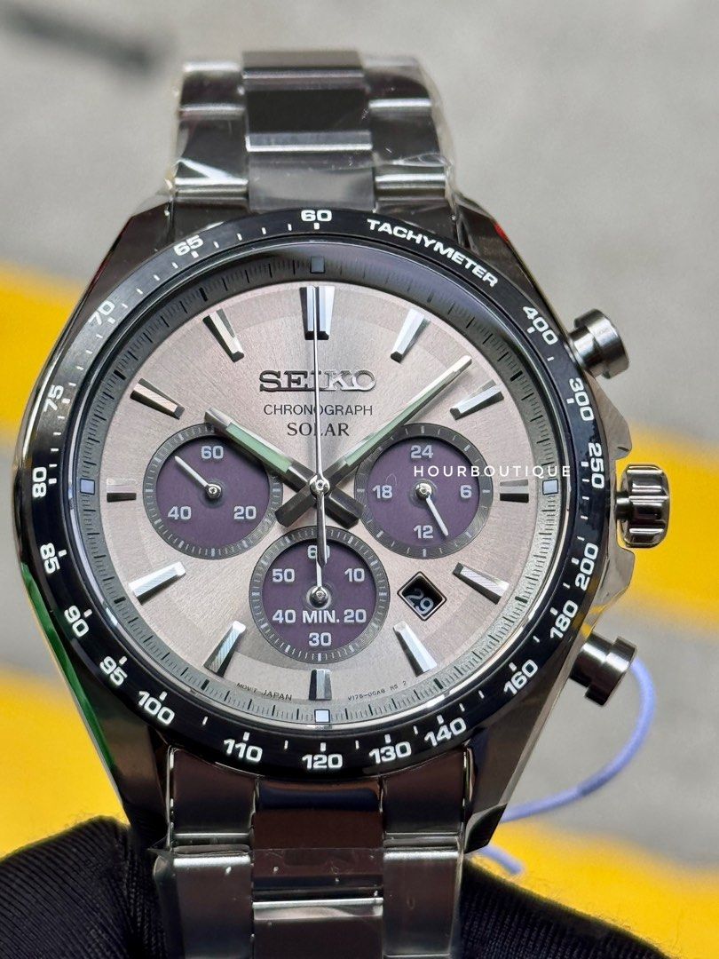 Brand New Seiko Japan Exclusive Grey Dial Solar Chronograph Watch SBPY181