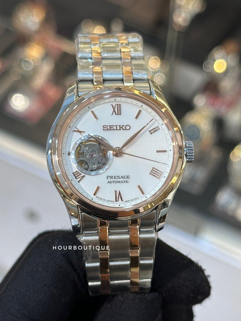 Brand New Seiko Presage 38mm Two Tone Automatic White Dial Watch SARY174 SSA412J1