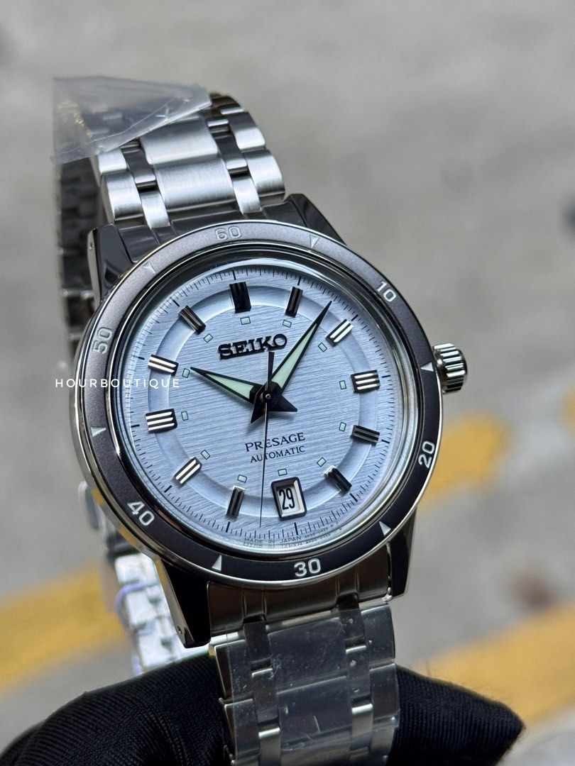 Brand New Seiko Presage 60s Re-Issue Ice Blue Dial Automatic Watch SRPL73J1